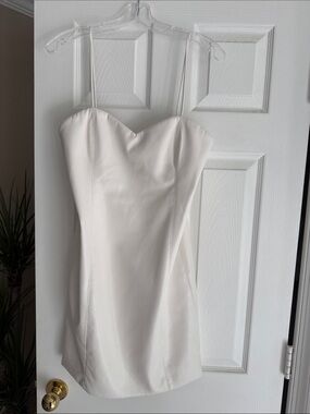 Alice + Olivia Ivory Strapless Mini Dress with Spaghetti Straps
